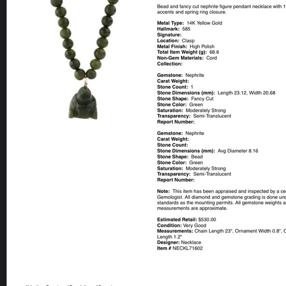 14k Nephrite necklace - Picture 4 of 4